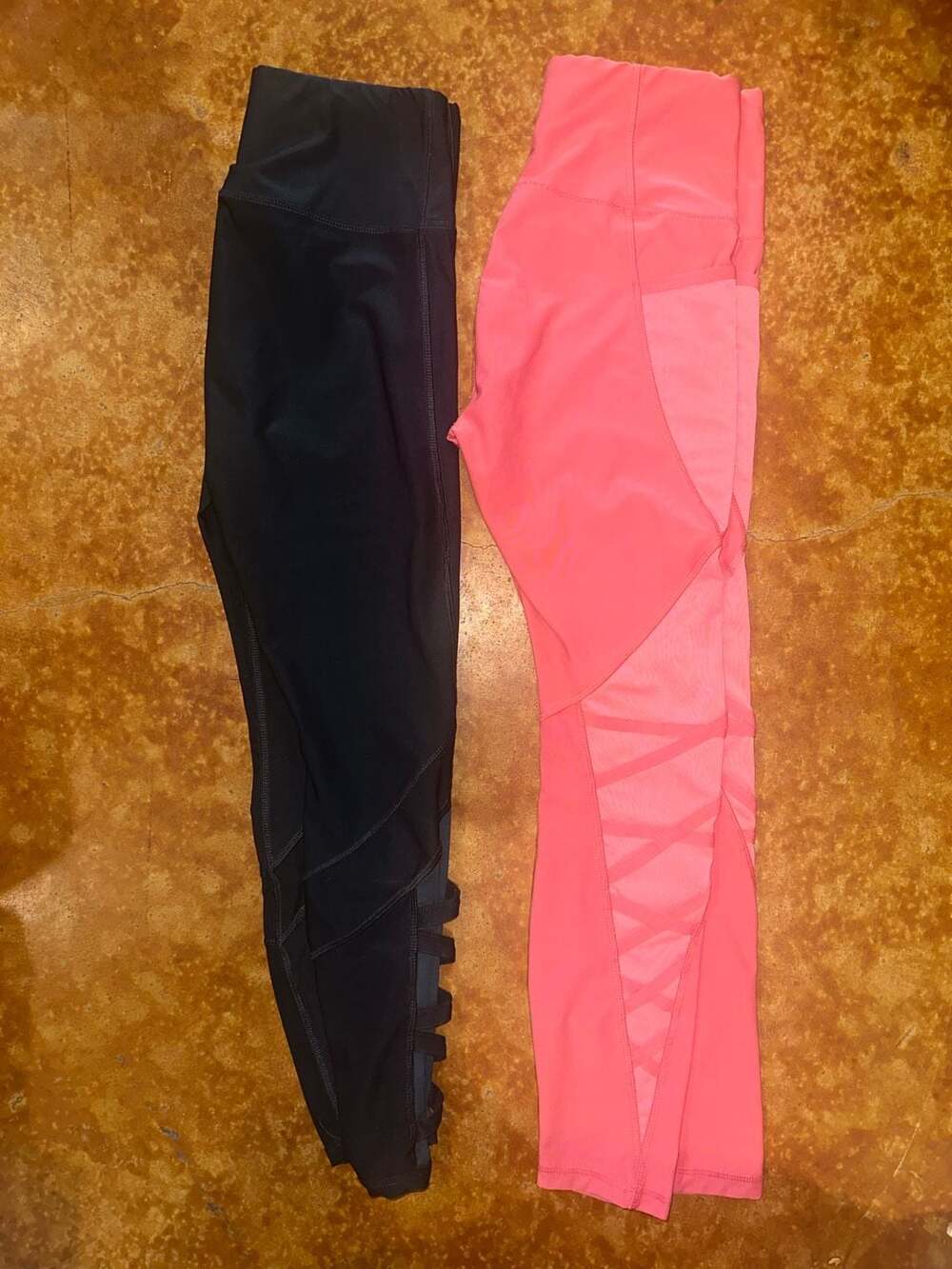 RBX Active Women's High-Waisted Lattice Side Detail Performance Leggings Set (Bl